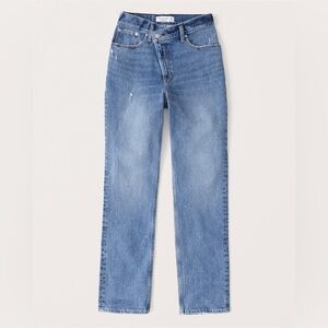 A&F Medium Wash Criss Cross The 90’s Straight Ultra High Rise Jeans
